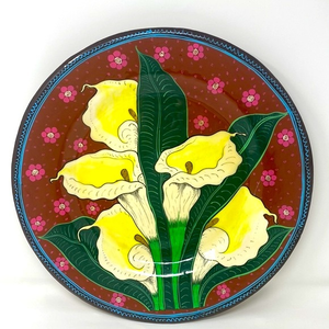 Authentic Mexican‎ Folk Art Plate Lily Flowers
